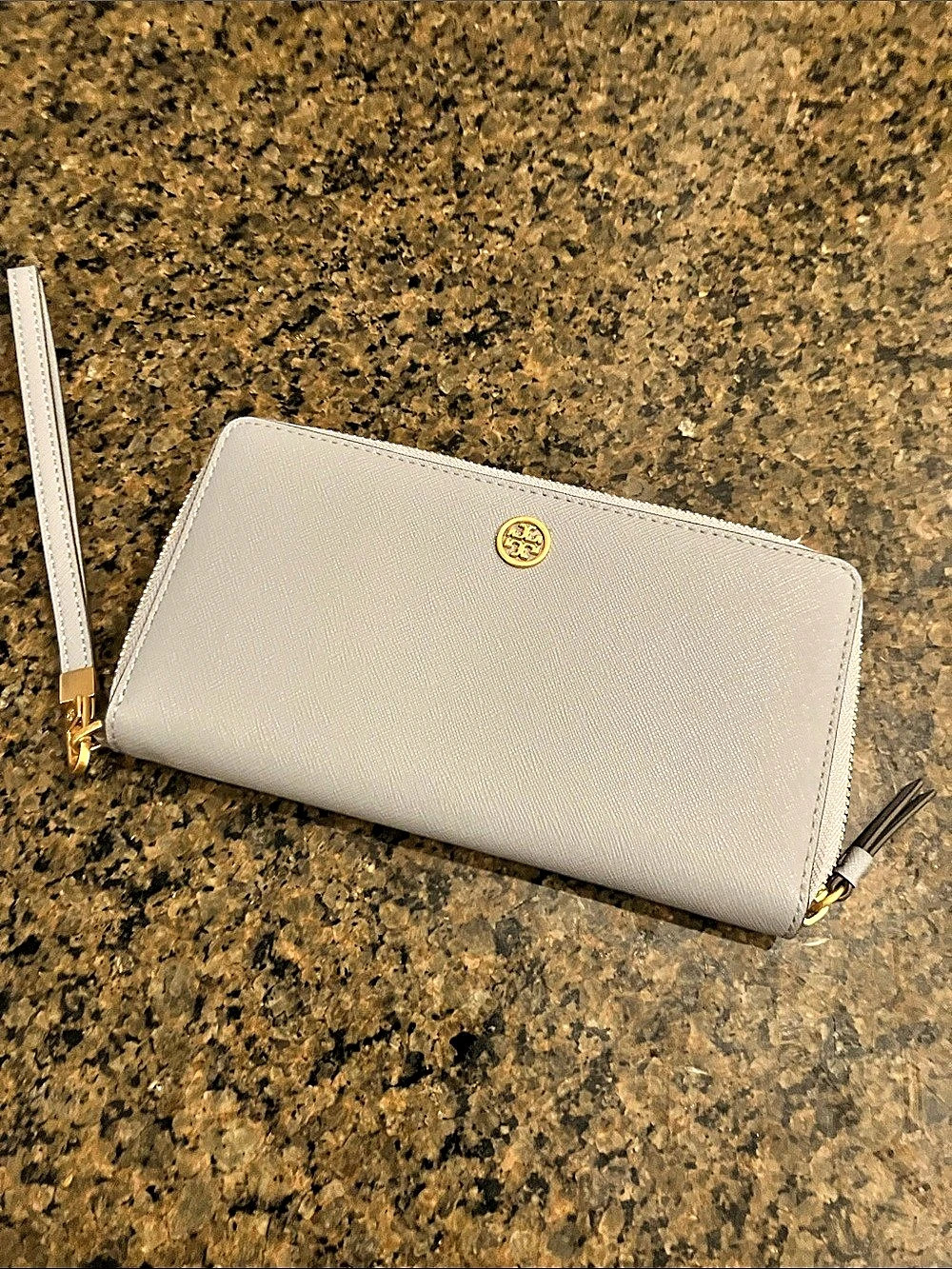 Tory Burch Robinson Zip Continental Wallet in Gray Blue - Picture 3 of 7